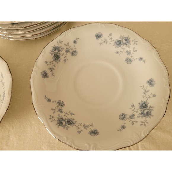 Johann Haviland DESSERT PLATES bowls and saucers Blue Garland Bavaria Germany - Picture 5 of 7